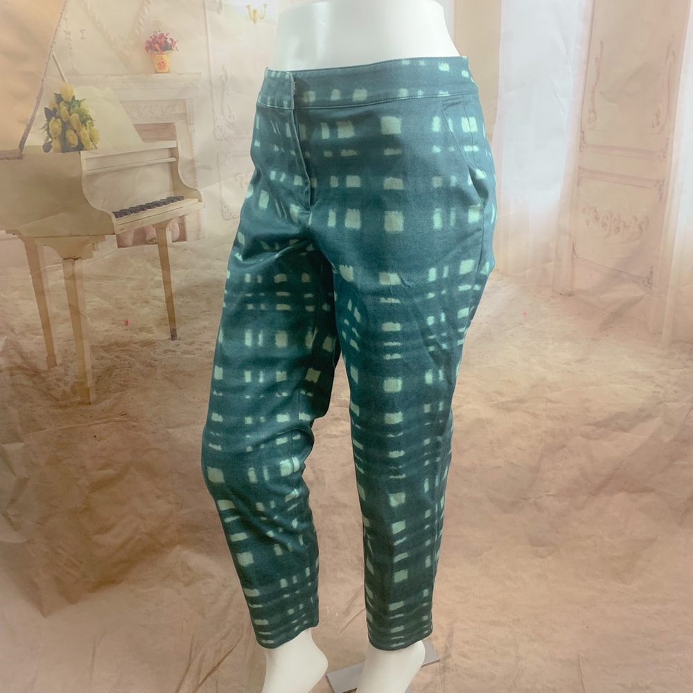 St John Green Windowpane Print Trouser - Picture 3 of 10